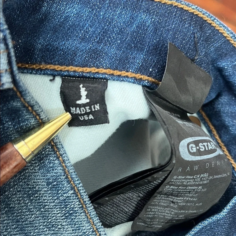 G-Star Raw Denim Slim Straight Medium aged Blue Wash Jeans size 31 x 32 EUC